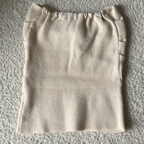 Cream Knotted Strapless Tank Top - Picture 2 of 3